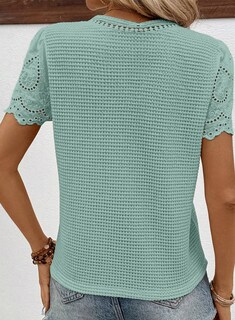 Foto 4 | Foto 4 | Camiseta Shewin Para Mujer Con Estampado De Gofres Bordado Verde 2025 Talla L - Venta Internacional.