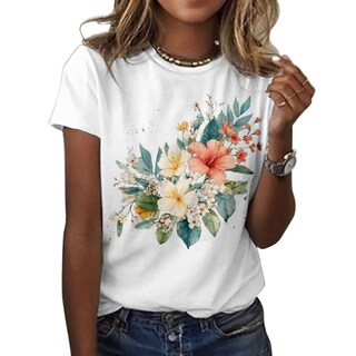 Foto 1 | Foto 1 | Camiseta Zocania Para Mujer Estilo Casual Mezcla De Algodón Y Estampado Floral - Venta Internacional.