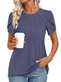 Foto 2 | Foto 2 | Camiseta Tipo Túnica Addtoo Para Mujer Verano 2025 Color Morado Y Gris Manga Corta - Venta Internacional.