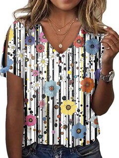 Foto 1 | Foto 1 | Blusas Hotyd Para Mujer Estampado Floral Bohemio Cuello En V Algodón 3xl - Venta Internacional.