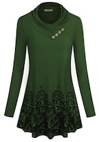 Camiseta Tipo Túnica Con Estampado De Flores Verdes De Miusey Para Mujer Talla 3xl - Venta Internacional.