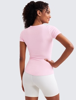 Foto 2 | Foto 2 | Camisa Crz Yoga De Modal Acanalado De Manga Corta Con Peonía Rosa Para Mujer - Venta Internacional.