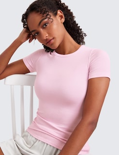 Foto 4 | Foto 4 | Camisa Crz Yoga De Modal Acanalado De Manga Corta Con Peonía Rosa Para Mujer - Venta Internacional.