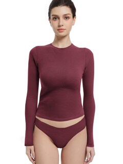 Foto 1 | Foto 1 | Camisa Abonlen De Manga Larga Con Cuello Redondo Para Mujer Color Rojo Granada - Venta Internacional.