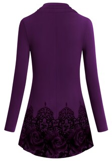 Foto 2 | Foto 2 | Blusa Tipo Túnica Miusey Con Estampado Floral Y Cuello Vuelto Para Mujer Color Morado Xl - Venta Internacional.