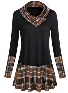 Foto 1 | Foto 1 | Suéteres Tipo Túnica Miusey Para Mujer Manga Larga Otoño Negro Y Marrón - Venta Internacional.