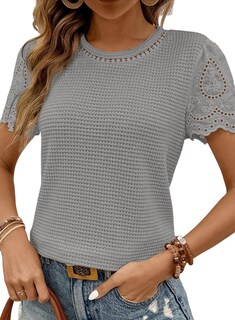 Foto 1 | Foto 1 | Tops Shewin De Verano Casual Con Cuello Redondo Y Manga Corta Para Mujer - Venta Internacional.