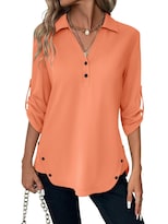 Camiseta Tipo Túnica Ticticmiss Para Mujer  Manga 3/4  Cuello En V  Naranja - Venta Internacional.