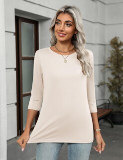 Foto 5 | Foto 5 | Camiseta Zeagoo Para Mujer  Manga 3/4  Cuello Redondo  Corte Holgado 2025 - Venta Internacional.