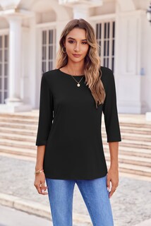Foto 6 | Foto 6 | Camiseta Zeagoo Para Mujer  Manga 3/4  Cuello Redondo  Corte Holgado 2025 - Venta Internacional.