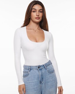 Foto 2 | Foto 2 | Camiseta Inlyric Inbarely Soft Con Cuello En U Profundo Y Manga Larga Para Mujer - Venta Internacional.