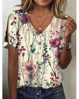 Foto 2 | Foto 2 | Top Tipo Túnica Hotyd De Manga Corta Con Estampado Floral Bohemio Para Mujer - Venta Internacional.