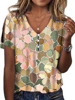 Foto 1 | Foto 1 | Tops Hotyd De Algodón Bohemio Con Cuello En V Y Estampado Floral Para Mujer 3xl - Venta Internacional.