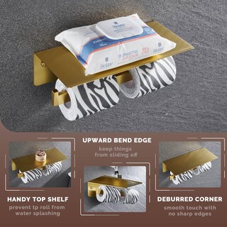 Foto 5 | Foto 5 | Soporte Para Papel Higiénico En Ángulo Simple Con Estante En Oro Cepillado - Venta Internacional.