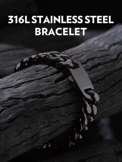 Foto 2 | Foto 2 | Brazalete Bandmax Chunky Curb Chain 12 Mm De Acero Inoxidable Negro - Venta Internacional.