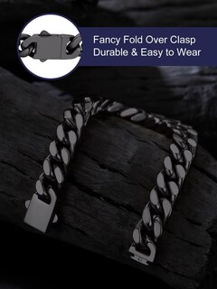 Foto 3 | Foto 3 | Brazalete Bandmax Chunky Curb Chain 12 Mm De Acero Inoxidable Negro - Venta Internacional.