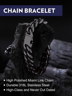 Foto 4 | Foto 4 | Brazalete Bandmax Chunky Curb Chain 12 Mm De Acero Inoxidable Negro - Venta Internacional.