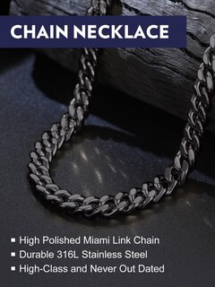 Foto 4 | Foto 4 | Collar Bandmax Con Cadena Gruesa De Eslabones Cubanos Para Hombre 9 Mm Y 66 Cm Color Negro - Venta Internacional.