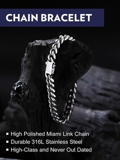 Foto 4 | Foto 4 | Pulsera Bandmax De Acero Inoxidable Con Cadena Cubana De 7 Mm De Ancho Y 18 Cm - Venta Internacional.