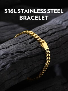 Foto 2 | Foto 2 | Brazalete Bandmax Cuban Gold Con Cadena De Eslabones De 5 Mm Para Hombre - Venta Internacional.