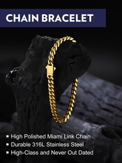 Foto 4 | Foto 4 | Brazalete Bandmax Cuban Gold Con Cadena De Eslabones De 5 Mm Para Hombre - Venta Internacional.