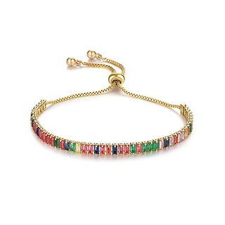 Foto 1 | Foto 1 | Pulsera De Tenis Xinpowwo Colorida Con Circonitas Chapadas En Oro Para Mujer - Venta Internacional.