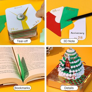 Foto 4 | Foto 4 | Calendario De Escritorio Okyuk 2025 Con Diseño 3d Y Árbol De Navidad Con Luz Led - Venta Internacional.