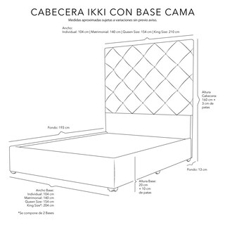 Foto 6 | Foto 7 | Cabecera Dicasa Ikki Queen Size Crema + Base Cama Dicasa