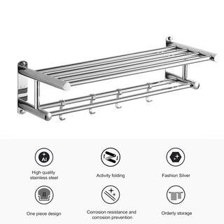 Foto 4 | Foto 4 | Soporte Para Toallas De Acero Inoxidable Montado En La Pared Con Estante - Venta Internacional.
