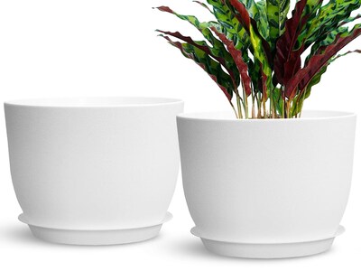 Foto 1 | Foto 1 | Set De 2 Macetas Sun-e De Plástico Para Exteriores E Interiores 30 Cm Color Blanco - Venta Internacional.