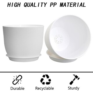 Foto 2 | Foto 2 | Set De 2 Macetas Sun-e De Plástico Para Exteriores E Interiores 30 Cm Color Blanco - Venta Internacional.