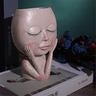 Foto 5 | Foto 5 | Jarrón De Resina Con Forma De Estatua De Arte Para Plantas Suculentas Y Flores - Venta Internacional.