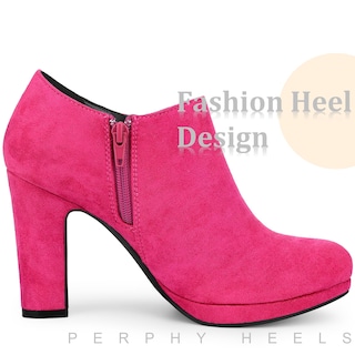 Foto 4 | Foto 4 | Botines Perphy Con Punta Redonda Y Plataforma Tacón Ancho Rosa 5.5 - Venta Internacional.