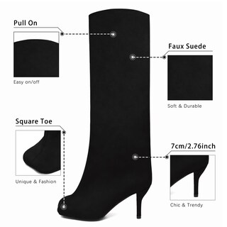 Foto 4 | Foto 4 | Botas Hasta La Rodilla Voztolls Para Mujer De Gamuza Y Punta Cuadrada - Venta Internacional.