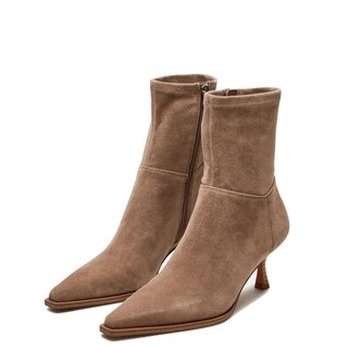 Foto 1 | Foto 1 | Boots Atsroel Para Mujer Ante Marrón Punta Puntiaguda Tacón De Gatito - Venta Internacional.