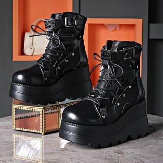 Foto 3 | Foto 3 | Botas Con Plataforma Macvise Para Mujer Góticas Con Tacón Alto Y Grueso 9 Cm - Venta Internacional.