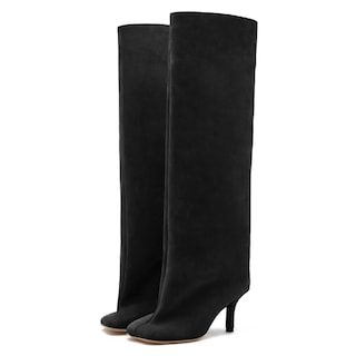 Foto 1 | Foto 1 | Botas Yishaweiqi De Gamuza Negra Hasta La Rodilla Para Mujer Con Tacón De Aguja - Venta Internacional.