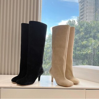 Foto 6 | Foto 6 | Botas Yishaweiqi De Gamuza Negra Hasta La Rodilla Para Mujer Con Tacón De Aguja - Venta Internacional.