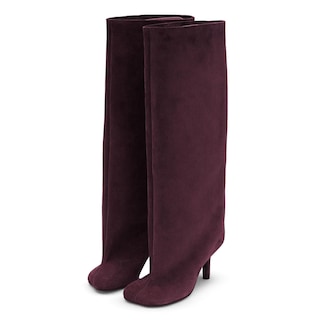 Foto 1 | Foto 1 | Botas Hasta La Rodilla Yishaweiqi De Gamuza Roja Vino Para Mujer Stiletto - Venta Internacional.