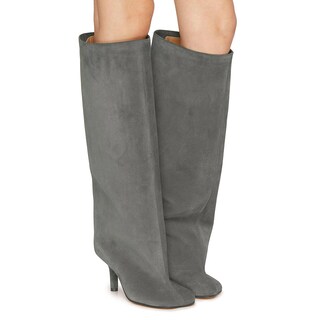 Foto 2 | Foto 2 | Botas Hasta La Rodilla Yishaweiqi De Gamuza Gris Con Tacón De Aguja Para Mujer - Venta Internacional.