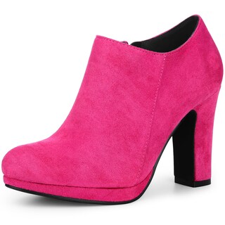 Foto 1 | Foto 1 | Botines Perphy Con Punta Redonda Y Plataforma  Tacón Ancho  Rosa - Venta Internacional.