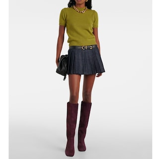 Foto 2 | Foto 2 | Botas Hasta La Rodilla Voztolls Para Mujer Gamuza Tacón De Aguja Color Burdeos - Venta Internacional.