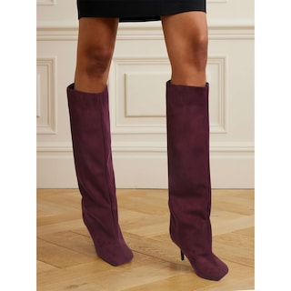 Foto 3 | Foto 3 | Botas Hasta La Rodilla Voztolls Para Mujer Gamuza Tacón De Aguja Color Burdeos - Venta Internacional.