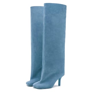 Foto 1 | Foto 1 | Botas Yishaweiqi De Ante Azul Hasta La Rodilla Para Mujer Con Tacón De Aguja - Venta Internacional.