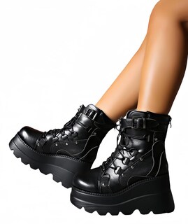 Foto 2 | Foto 2 | Botas Con Plataforma Macvise Para Mujer Góticas Con Tacón Alto Y Grueso 9 Cm - Venta Internacional.