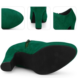 Foto 3 | Foto 3 | Botines Perphy Con Punta Redonda Y Plataforma Tacón Ancho Color Verde - Venta Internacional.