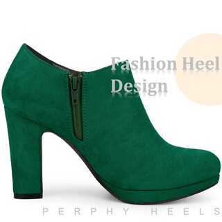 Foto 4 | Foto 4 | Botines Perphy Con Punta Redonda Y Plataforma  Tacón Ancho  Color Verde - Venta Internacional.