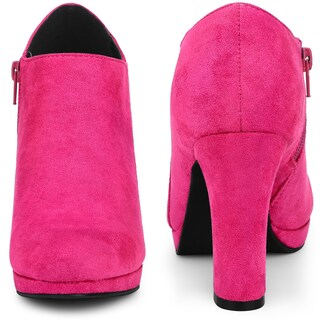 Foto 2 | Foto 2 | Botines Perphy Con Punta Redonda Y Plataforma  Tacón Ancho  Rosa Intenso - Venta Internacional.