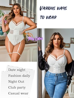 Foto 2 | Foto 2 | Body De Lencería Teddy Avidlove Blanco Talla Grande 4xl Para Mujer - Venta Internacional.