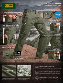 Foto 7 | Foto 7 | Pantalones Cqr Runyon Cargo Para Hombre De Secado Rápido Resistentes Al Agua - Venta Internacional.